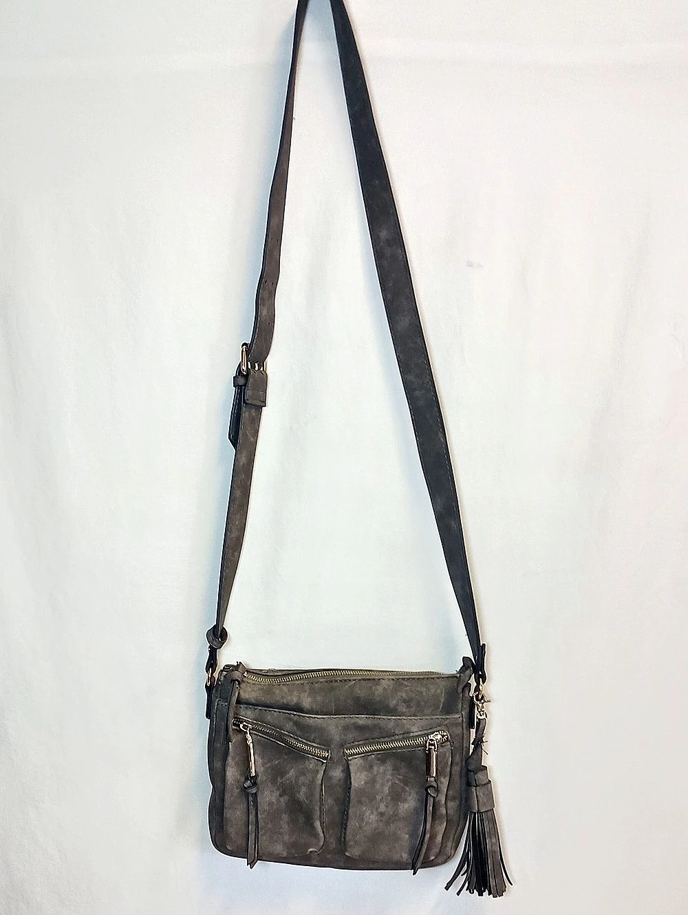Women's Crossbody Bag Purse Indie Sleaze Gray Tassel